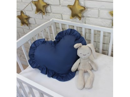 Baby Nellys Dekorační oboustranný polštářek - Srdce, 45  x 40 cm - tmavě modré