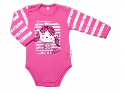 Baby Nellys Kojenecké body, dl. rukáv, Sweet Little Princess, růžová