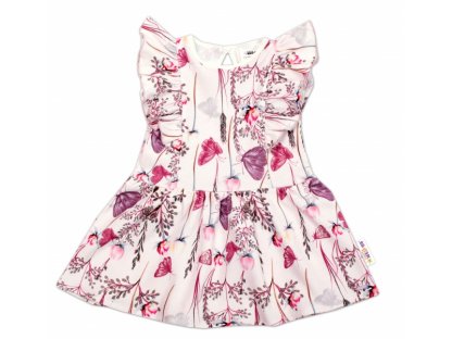 Letní šaty s krátkým rukávem Motýlci - růžové