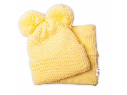 BABY NELLYS Zimní pletená čepice + nákrčník 