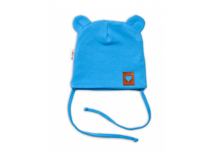 Bavlněná dvouvrstvá čepice s oušky na zavazování TEDDY 