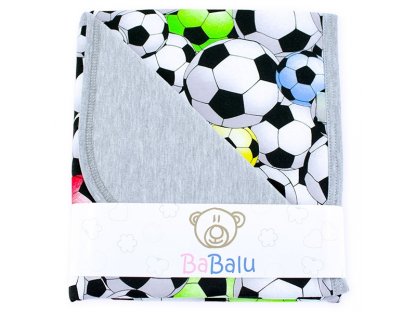 Bavlněná oboustranná deka 80x90cm BaBalu, Fotbal - šedá