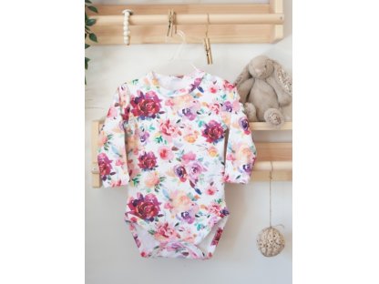 Bavlněné body dlouhý rukáv Růžičky K-Baby, bílá/růžová
