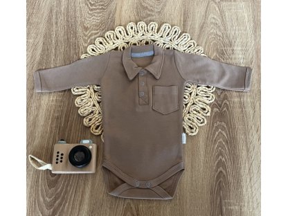 Bavlněné body polo dl. rukáv , Safari - hnědé