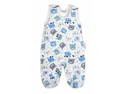 bavlněné dupačky New Teddy, modrá barva