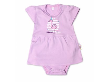 Bavlněné kojenecké sukničkobody, kr. rukáv, Flamingo  2
