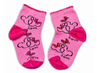 Bavlněné ponožky Minnie Love - tmavě růžové 2