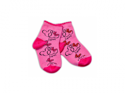 Bavlněné ponožky Minnie Love - tmavě růžové