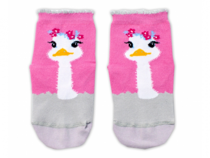 Bavlněné ponožky Pštros - tmavě růžové 2