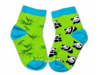 Bavlněné veselé ponožky Panda - zelené 2