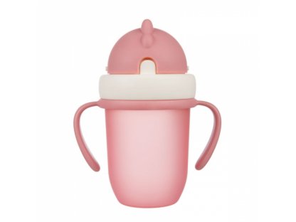 Canpol babies Hrníček se silikonovou slámkou - růžový, 210 ml