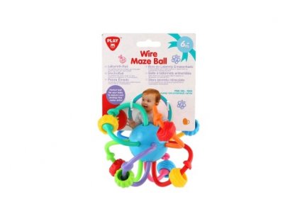Chrastítko míček zamotaný plast 12cm na kartě 6m+