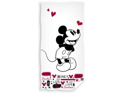 Dětská froté osuška 70x140cm zamilovaný Mickey Mouse, Carbotex, bílá