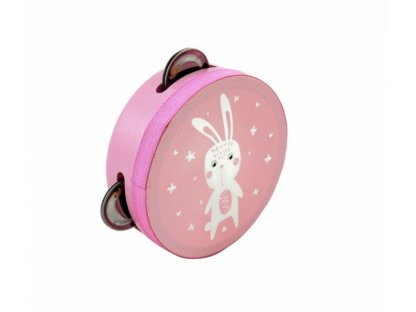 Dětská tamburína s motivem králíčka - růžová 2