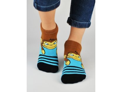 Dětské bavlněné ponožky Monkey - hnědé/modré 2