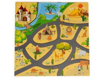 Dětské pěnové puzzle 93,5x93,5cm, hrací deka, podložka na zem Safari, 9 dílů 2