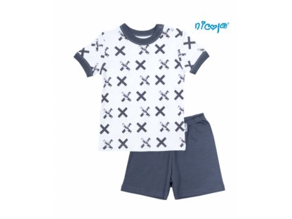 Dětské pyžamo krátké , Rhino - bílé/grafit