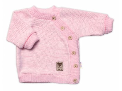 Dětský pletený svetřík s knoflíčky, zap. bokem, Hand Made Baby Nellys, růžový