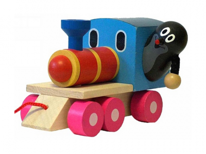 Dřevěný Krtek a mašinka