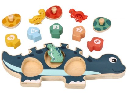 Edukační hračka puzzle s čísly, Adam Toys, Dinosaurus maminka - modrý