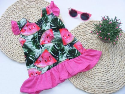 Letní šaty s volánky Meloun - růžové