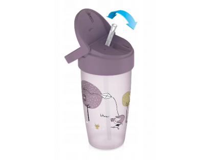 hrneček se slámkou Lovely Girl - Junior, 14m+,  růžový/bordo, 350ml