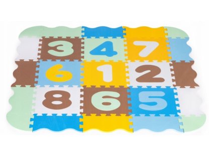 I PLAY Dětské pěnové puzzle 114 x 114 cm, hrací deka, podložka na zem Čísla, 25 dílů