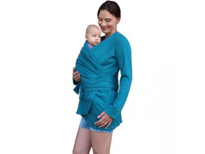 JOŽÁNEK Zavinovací kabátek pro nosící, těhotné - biobavlněný - petrolejový
