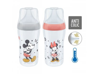 Kojenecká láhev NUK Perfect Match MICKEY Temperature Control 260 ml red