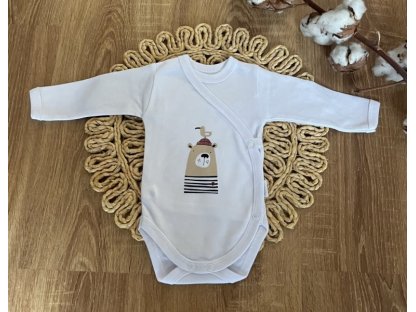 Kojenecké body, dl. rukáv , zap. bokem, Sailor, bílé