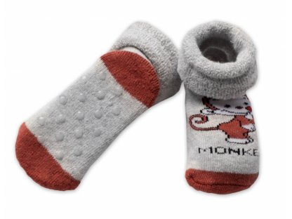 Kojenecké froté ponožky s ABS Monkey, Baby Nellys, šedé 2