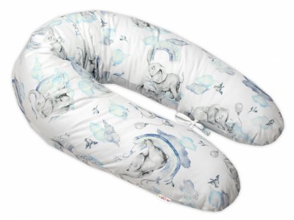 Kojící bavlněný polštář - relaxační poduška , Slon a Duha, modrý