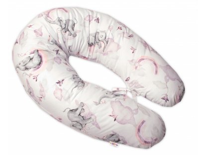 Kojící bavlněný polštář - relaxační poduška , Slon a Duha, růžový