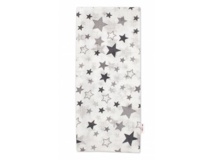 Kvalitní bavlněná plenka  Tetra Premium, 70x80 cm - Hvězdy šedé na bílé