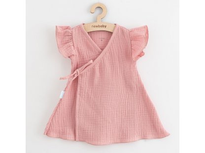 Letní kojenecké mušelínové šaty New Baby Soft dress růžová