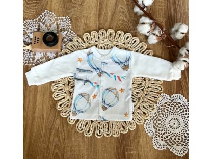 Novorozenecká bavlněná košilka, kabátek, Mamatti, Balón - bílá
