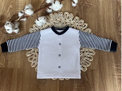 Novorozenecká bavlněná košilka, kabátek, , Sailor, bílá/černá