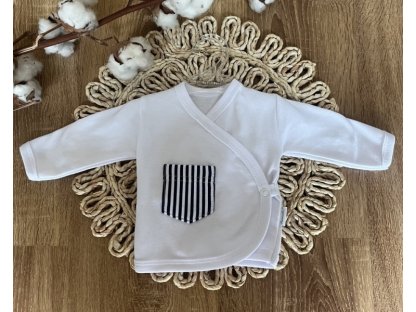 Novorozenecká bavlněná košilka  zapínání bokem, Sailor, bílá