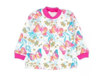 Novozenecká bavlněná košilka, kabátek Motýlci - růžová