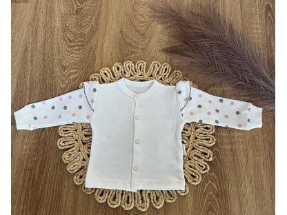 Novozenecká bavlněná košilka, kabátek , Puntík - smetanová