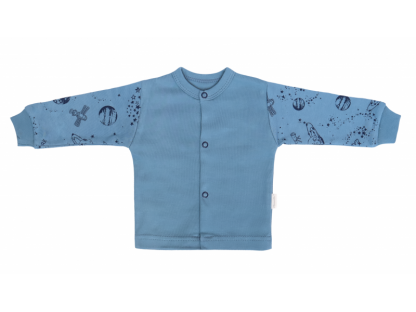 Novozenecká bavlněná košilka, kabátek, Vesmír - modrá s potiskem
