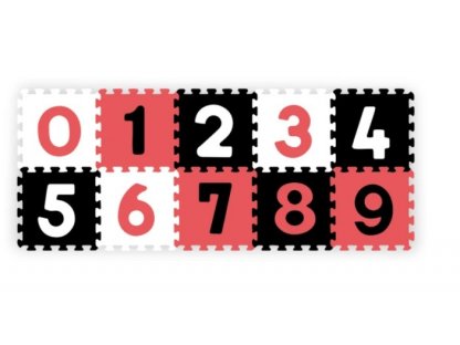 Pěnové puzzle - Čísla, 10ks, černá/červená/bílá