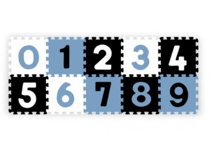 Pěnové puzzle - Čísla, 10ks, černá/modrá/bílá