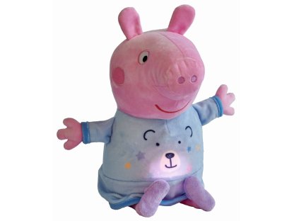 Peppa Pig 2v1 plyšový usínáček hrající + světlo, modrý, 25 cm