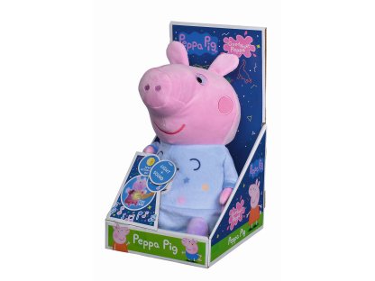 Peppa Pig 2v1 plyšový usínáček hrající + světlo, modrý, 25 cm