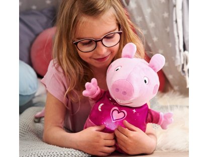 Peppa Pig 2v1 plyšový usínáček, hrající + světlo, růžový, 25 cm