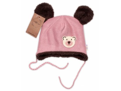 Pletená zimní čepice s kožíškem a šátkem Teddy Bear, Baby Nellys 2