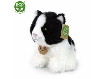 Plyšová kočka černo-bílá sedící 17 cm ECO-FRIENDLY 2
