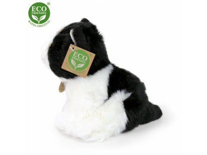 Plyšová kočka černo-bílá sedící 17 cm ECO-FRIENDLY