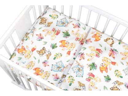 Povlečení do postýlky, bavlna Premium, Baby Nellys, 2D sada, Cute Animals - bílá 2
